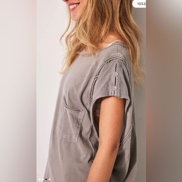 Free People Night Moves Sleep Tee in Satellite” Size XS NWOT - Picture 5 of 6